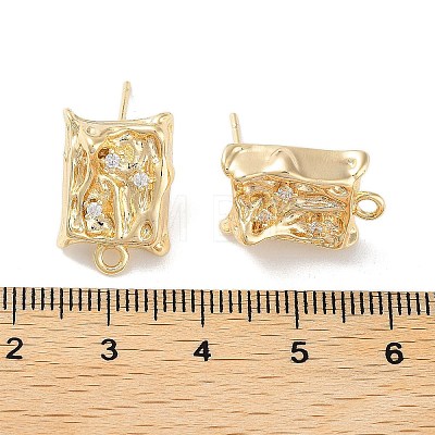Brass Micro Pave Cubic Zirconia Stud Earring Findings KK-E107-14G-1