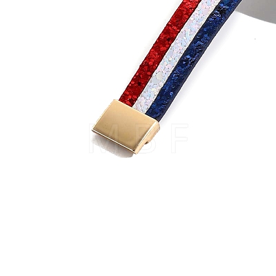 USA Flag Style Red Blue White Imitation Leather Cord Bracelets PW-WGC6737-01-1