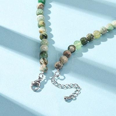6MM Natural Green Line Jasper Round Beaded Necklaces GG-CBAA808-02P-A-1