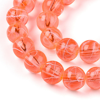 Drawbench Transparent Glass Round Beads Strands X-GLAD-Q012-8mm-08-1