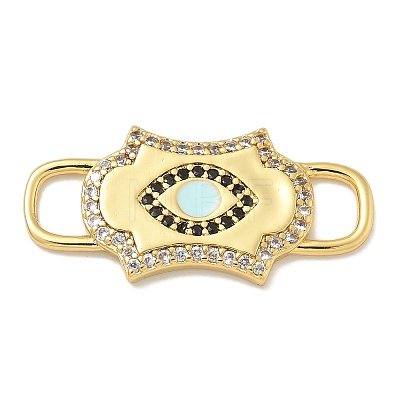 Rack Plating Brass Micro Pave Clear & Black Cubic Zirconia Eye Mask Connector Charms KK-L224-066G-1