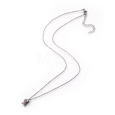 304 Stainless Steel Enamel Pendant Necklaces NJEW-L151-11-1