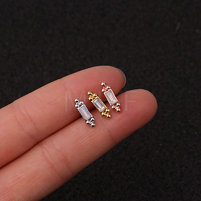 316L Surgical Stainless Steel Micro Pave Clear Cubic Zirconia Cartilage Earrings WG35DE6-16-1