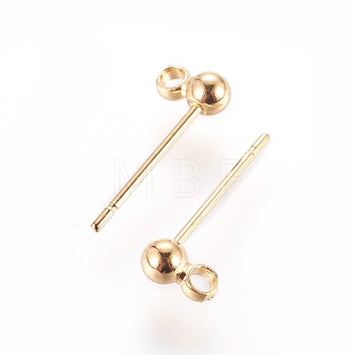 Brass Stud Earring Findings X-KK-I649-09G-NF-1