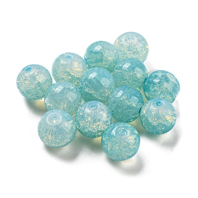 Transparent Spray Painting Crackle Glass Beads GLAA-L046-01A-18-1