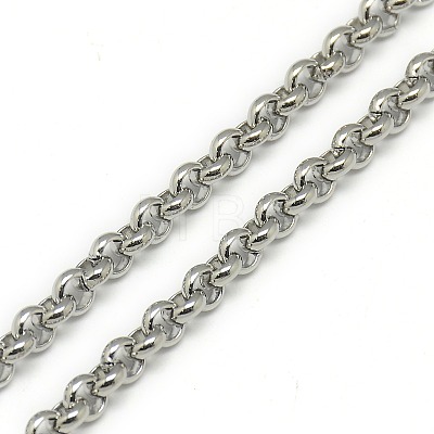 Tarnish Resistant Trendy Unisex 201 Stainless Steel Cross Rolo Chain Necklaces NJEW-L043B-09P-1