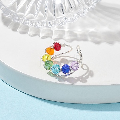Colorful Glass Cuff Earrings EJEW-JE05699-01-1
