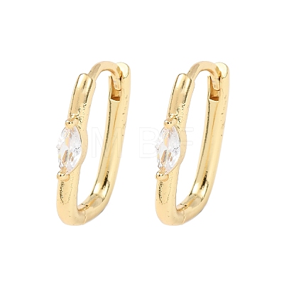 Oval Brass Micro Pave Clear Cubic Zirconia Hoop Earrings EJEW-H178-14G-1