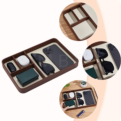 4 Grids Leather Jewelry Display Trays for Earrings Rings Bracelets AJEW-WH0816-545B-1