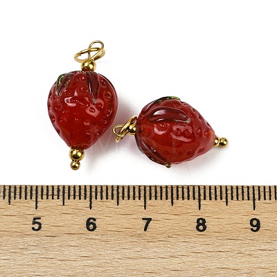 304 Stainless Steel with Handmade Lampwork Pendants STAS-Q352-02G-A-1