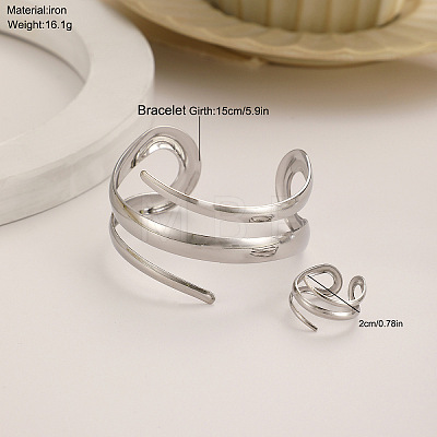 Alloy Spiral Cuff Bangles & Rings Sets FS-WG33B53-01-1