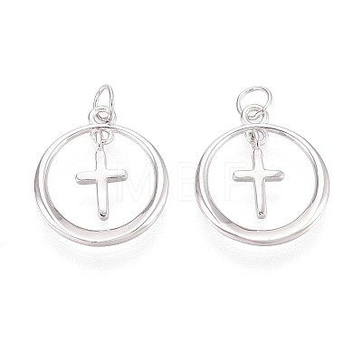925 Sterling Silver Ring with Cross Pendants STER-N016-103P-1
