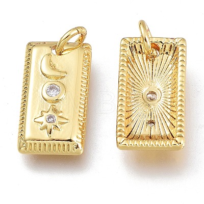 Brass Micro Pave Clear Cubic Zirconia Charms X-KK-M206-23G-1