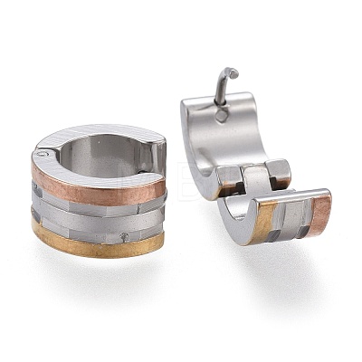 Three-colour 304 Stainless Steel Huggie Hoop Earrings EJEW-L252-008M-1