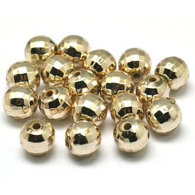 Faceted Round Plated Acrylic Beads PACR-L001-6mm-G-1