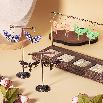 4 Pairs 4 Colors Butterfly Alloy & Acrylic Hoop Earrings EJEW-TA0001-88B-1