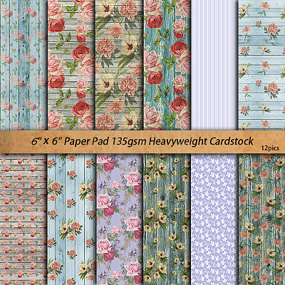 12pcs Flower Scrapbook Paper PW-WG54339-01-1