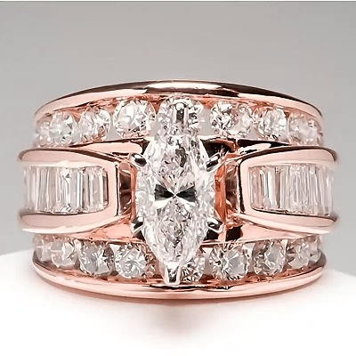 Horse Eye Alloy with Crystal Rhinestone Finger Rings FS-WG251C3-15-1