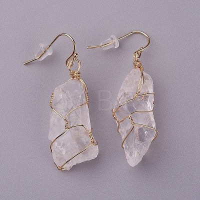 Natural Quartz Crystal Dangle Earrings EJEW-F228-A01-1