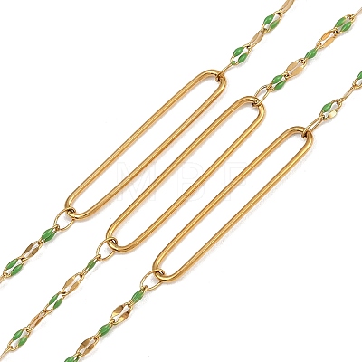 304 Stainless Steel Enamel Dapped Chain Oval Link Chains CHS-K021-15G-11-1