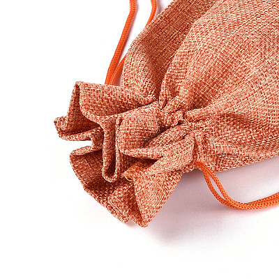 Rectangle Polyester Imitation Burlap Packing Pouches ABAG-N009-01A-04-1