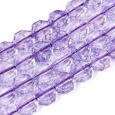 Transparent Crackle Glass Beads Strands GLAA-Q108-03A-06-1