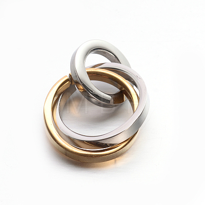 304 Stainless Steel Interlocking Ring Pendants X-STAS-E090-90G-1