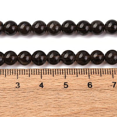Natural Smoky Quartz Round Beads Strands X-G-E329-6mm-38-1