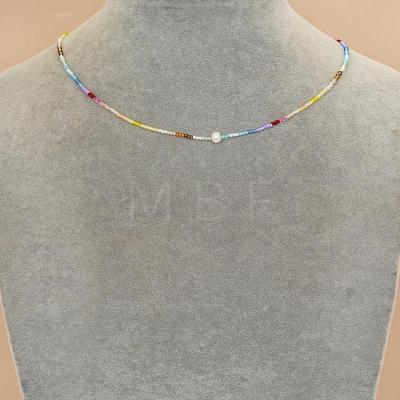 Vintage Round Glass Seed Beaded Necklaces for Women KY5585-2-1