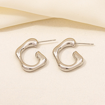 Irregular C Shape Stainless Steel Hoop Earrings for Women NX3649-9-1