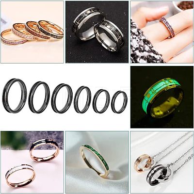 Unicraftale 18pcs 6 Style 304 Stainless Steel Grooved Finger Ring Settings STAS-UN0040-58-1