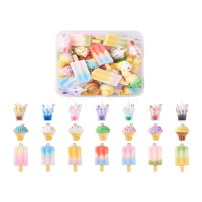 Craftdady 42Pcs 21 Colors Rainbow Resin Pendants CRES-CD0001-04-1