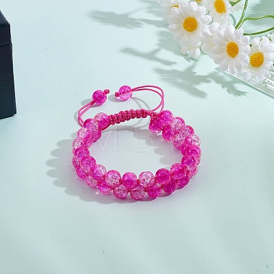 Sparkling Round Glass Braided Bead Bracelet BJEW-SW00082-05-1