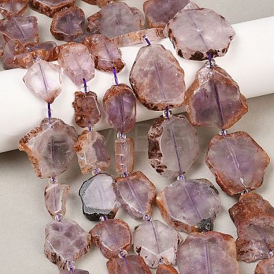 Natural Purple Phantom Quartz Purple Lodolite Quartz Slice Beads Strands G-A305-B02-01-1