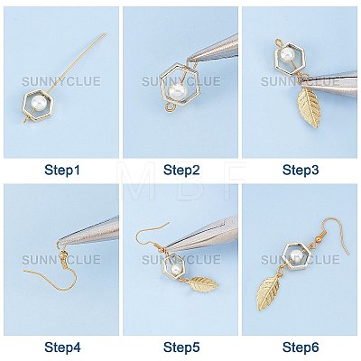 DIY Leaf & Pearl Dangle Earring Making Kits DIY-SC0016-50-1