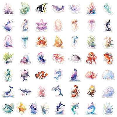 Sea Animal PVC Self Adhesive Stickers STIC-PW0017-12-1