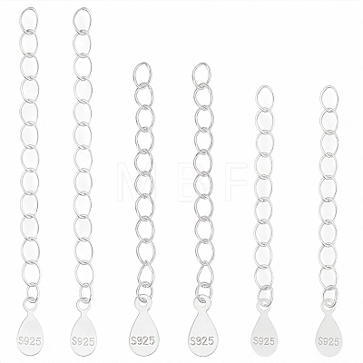 6Pcs 3 Styles 925 Sterling Silver Twisted Extender Chains STER-BBC0009-88-1