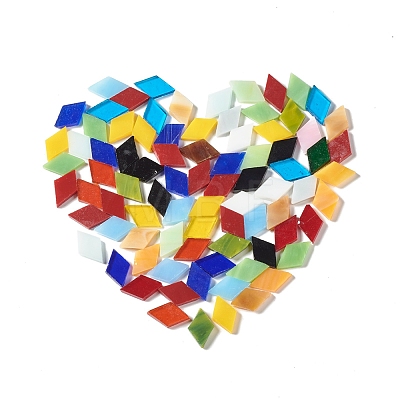 Rhombus Mosaic Tiles Glass Cabochons X-DIY-P045-07-1