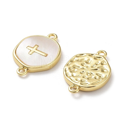 Rack Plating Brass Pave Shell Connector Charms KK-Z036-08G-1