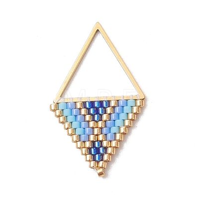 Glass Seed Bead & 304 Stainless Steel Pendants PALLOY-MZ01309-01-1