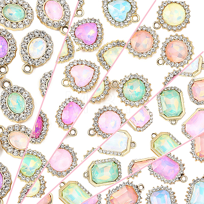 10Pcs UV Plating Alloy with Mixed Color Glass Rhinestone Pendants FIND-YW0009-03A-1