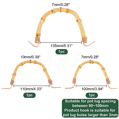   3Pcs 3 Style U-shape Bamboo Teapot Handle FIND-PH0005-87-1