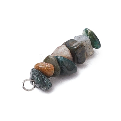 3Pcs Natural Labradorite & Moss Agate & Obsidian Chip Beaded Constellation Pendants PALLOY-JF03043-10-1