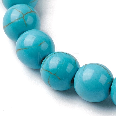 Round Synthetic Turquoise Beaded Stretch Bracelets BJEW-JB10276-02-1