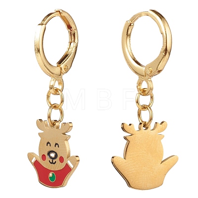 Brass Huggie Hoop Earrings for Christmas EJEW-JE04509-1