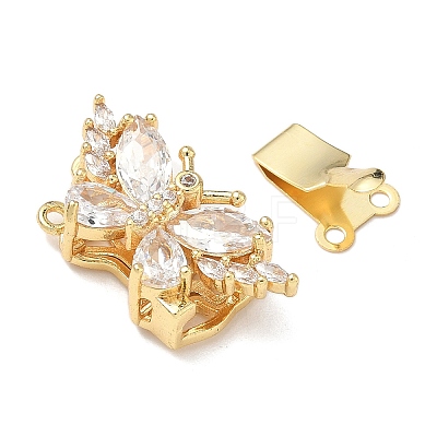 Brass Micro Pave Cubic Zirconia Butterfly Box Clasps KK-H526-12G-09-1