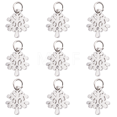 Unicraftale 10Pcs Eco-Friendly 316 Surgical Stainless Steel Micro Pave Clear Cubic Zirconia Charms RB-UN0001-05P-1