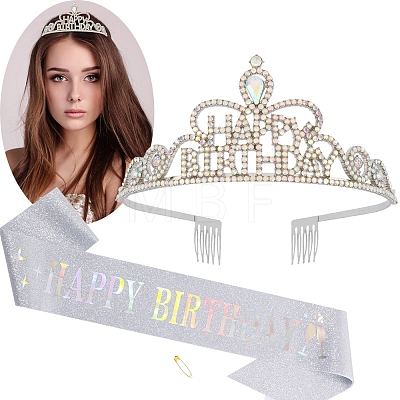 Alloy with Rhinestone Crown Hair Comb PW-WG9B224-03-1