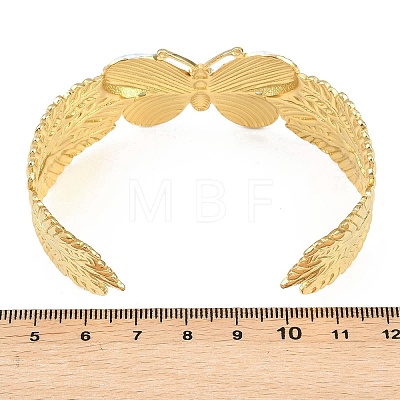 304 Stainless Steel Enamel Butterfly Cuff Bangles for Women BJEW-Z160-01G-1