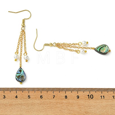 Shell Pearl & Abalone Shell/Paua Shell Dangle Earrings for Women EJEW-JE07328-01-1